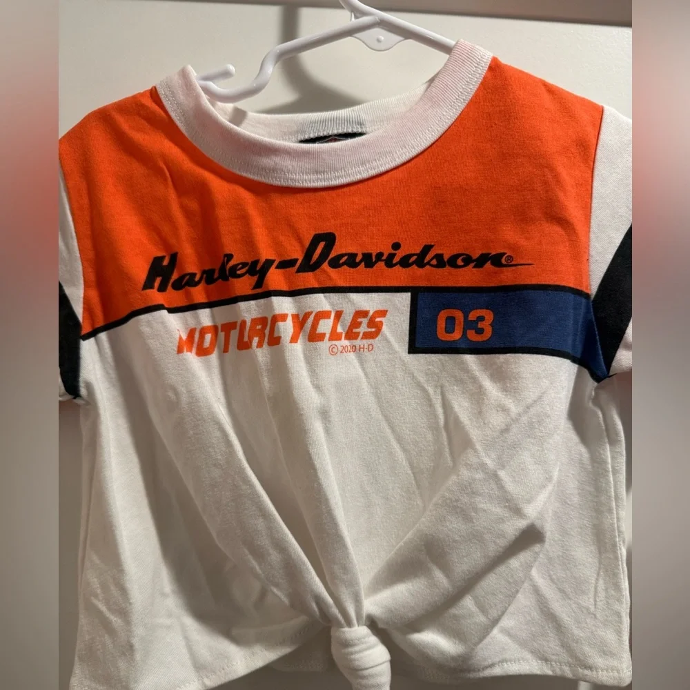 Harley-Davidson Kids Tee in Orange, White, and‎ Black Size 2